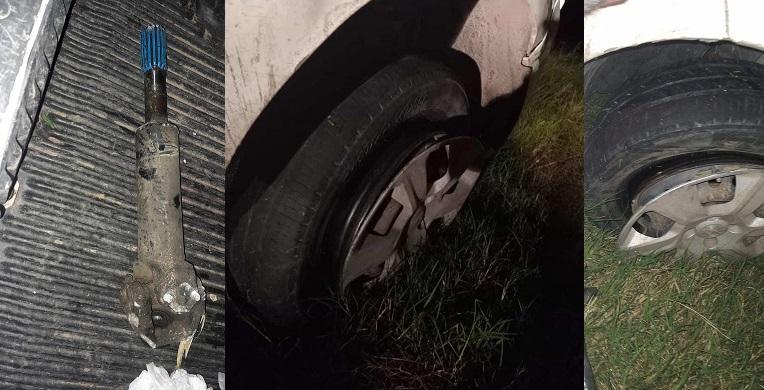 Vecino de Rawson colisionó en Ruta 51 con pesado componente metálico que se desprendió de camión