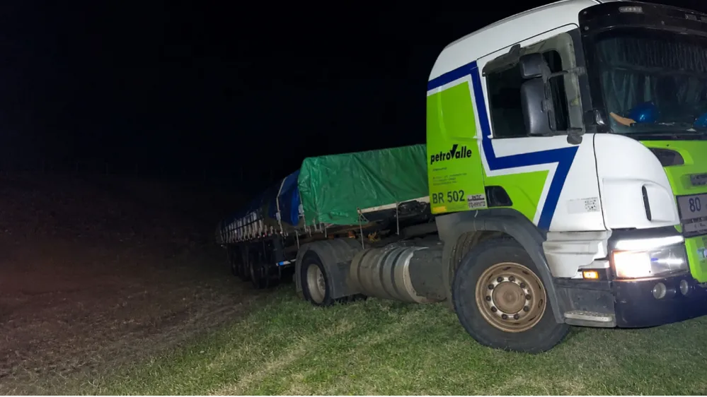 Susto en Ruta 5: un camión cargado con baterías despistó cerca de Mechita