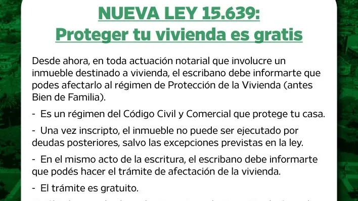 Nueva Ley 15.639: la Municipalidad recuerda que proteger la vivienda es un trámite gratuito